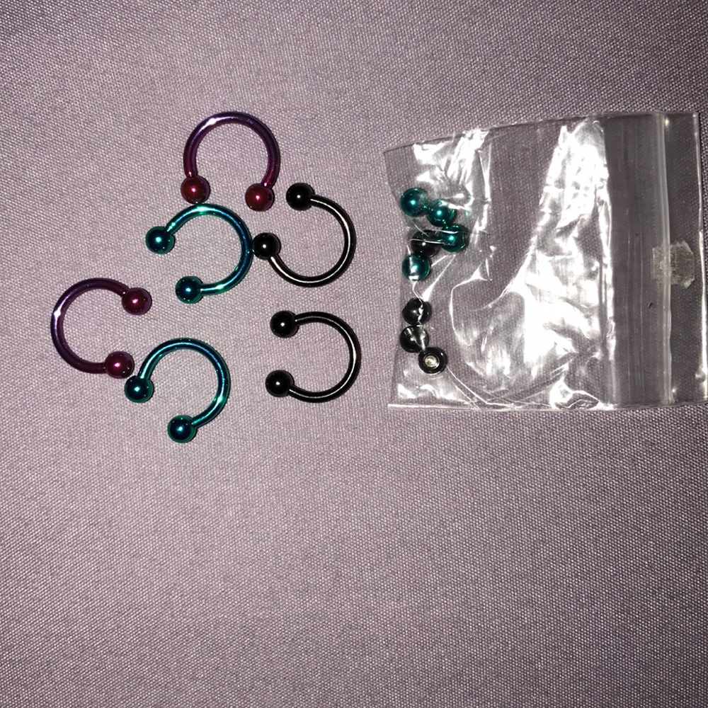 14 gauge piercing rings, metallic color